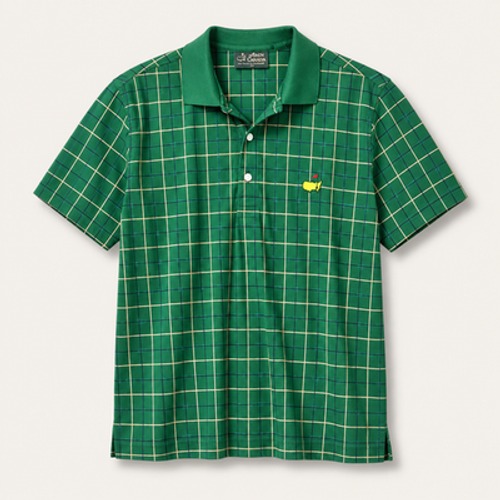 Masters Tournament Polo Mens M Green Grid Amen Corner Golf Augusta Cotton